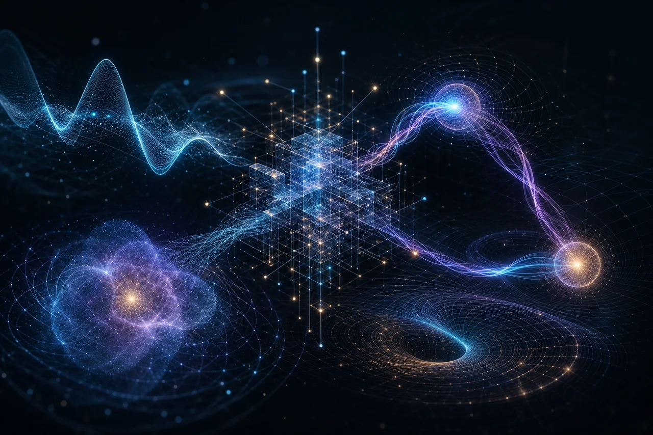 Scientific visualization of wavefunctions, entangled paths, probability fields, and a computational reasoning structure